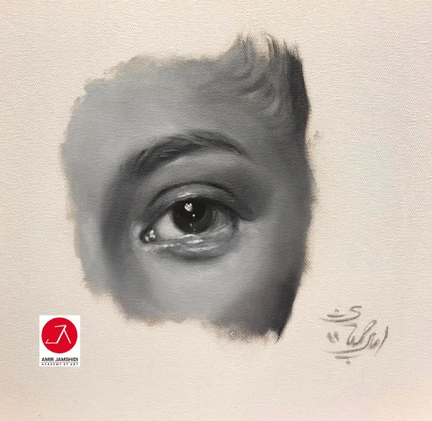 دوره چشم سیاه و سفید نقاشی رنگ روغن