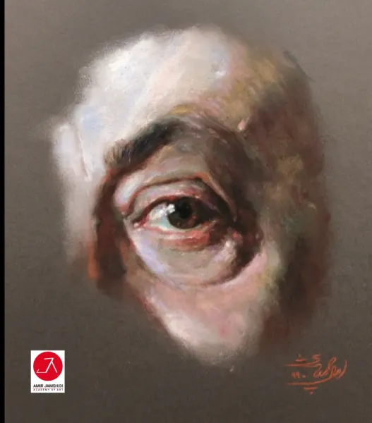 طراحی چشم مرد پاستل گچی